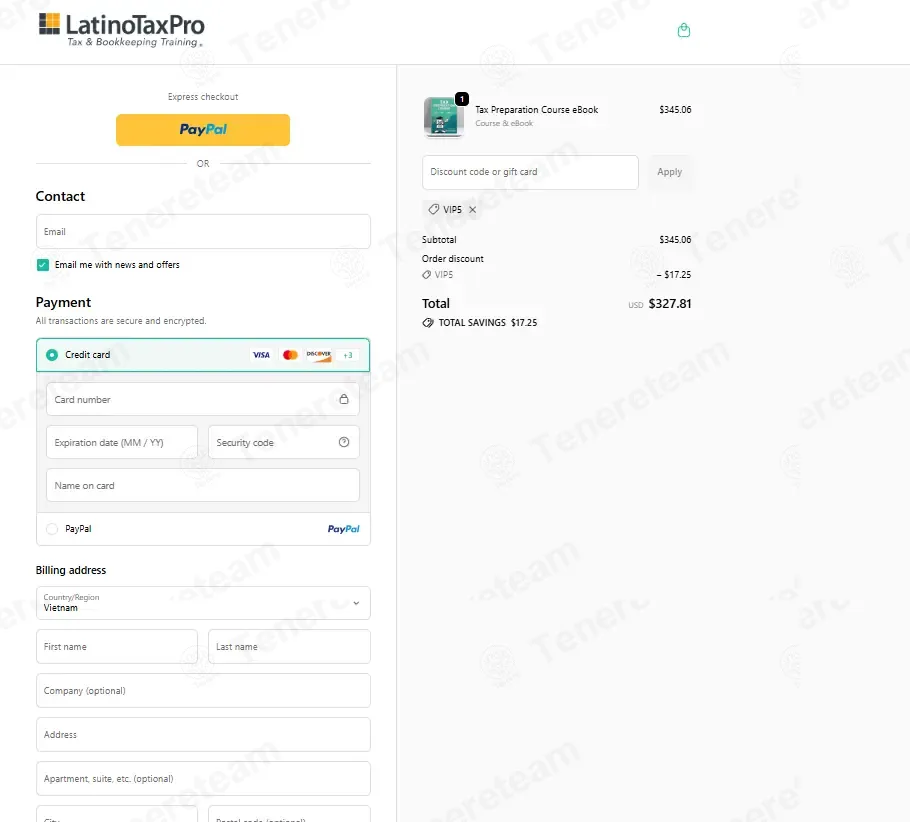 Latino Tax Pro coupon code: 5% off with VIP5. Tested and valid as 1 month ago.