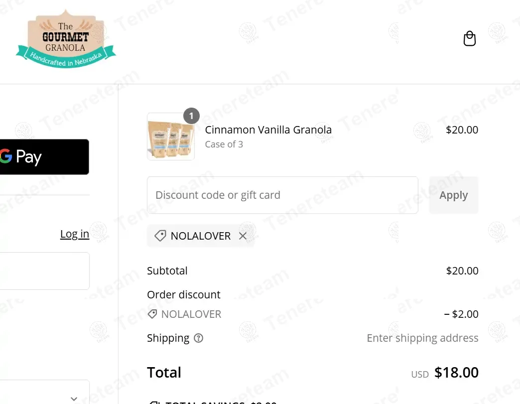 The Gourmet Granola apply coupon code