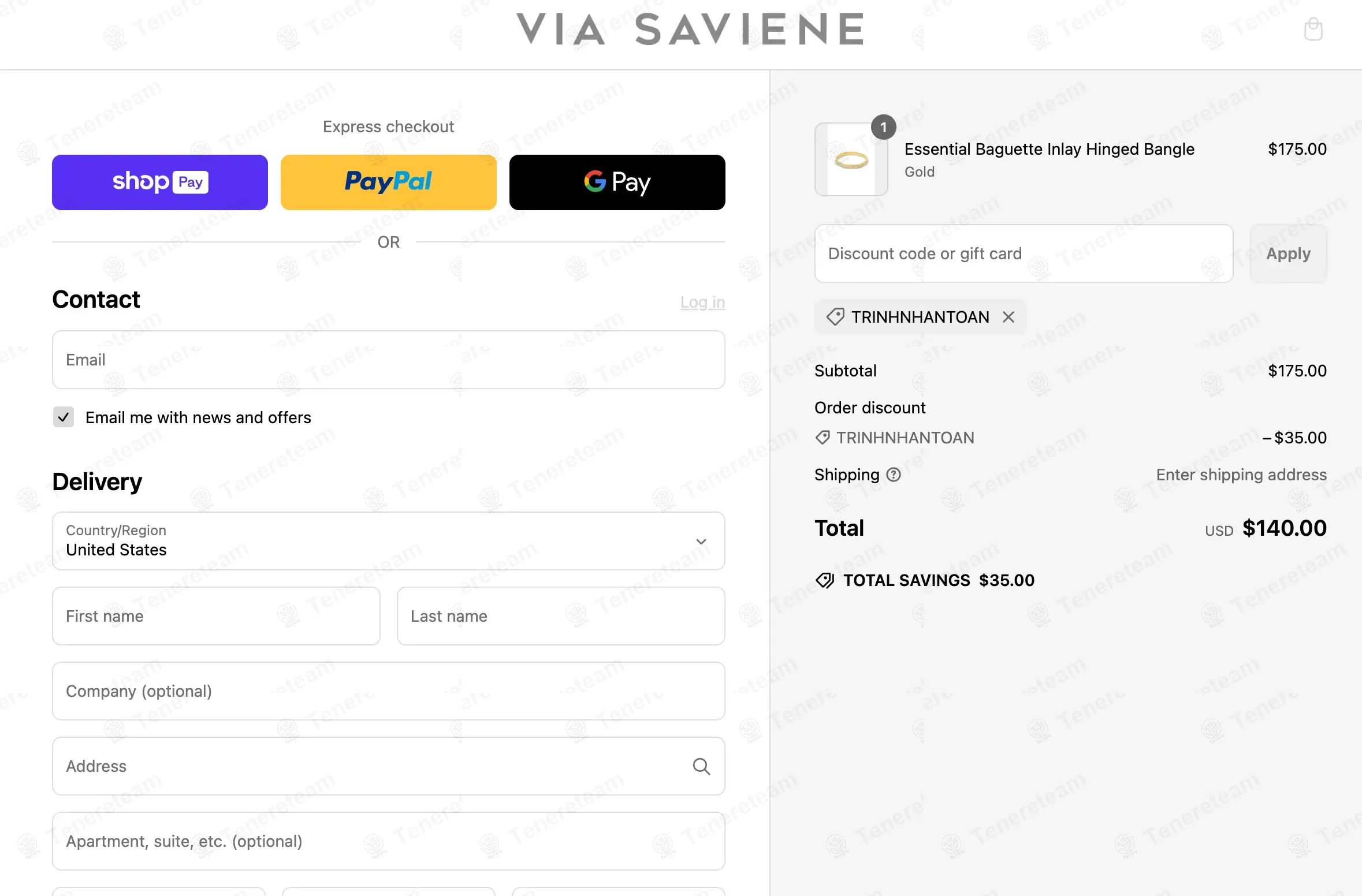 Via Saviene coupon code verified as working at checkout