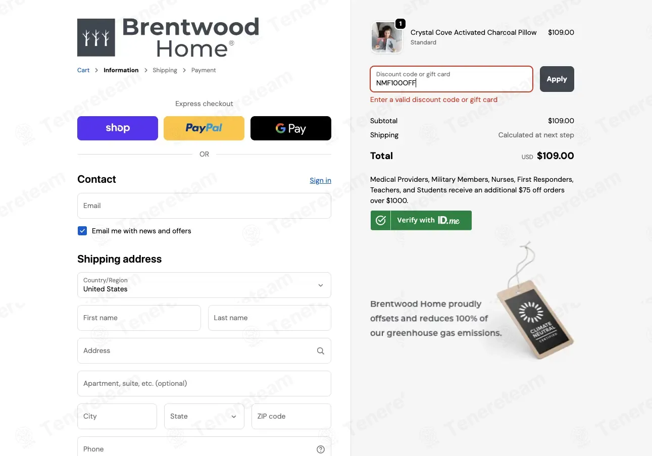Brentwood Home coupon code: 10% off with NMF100OFF. Tested and valid as 4 months ago.