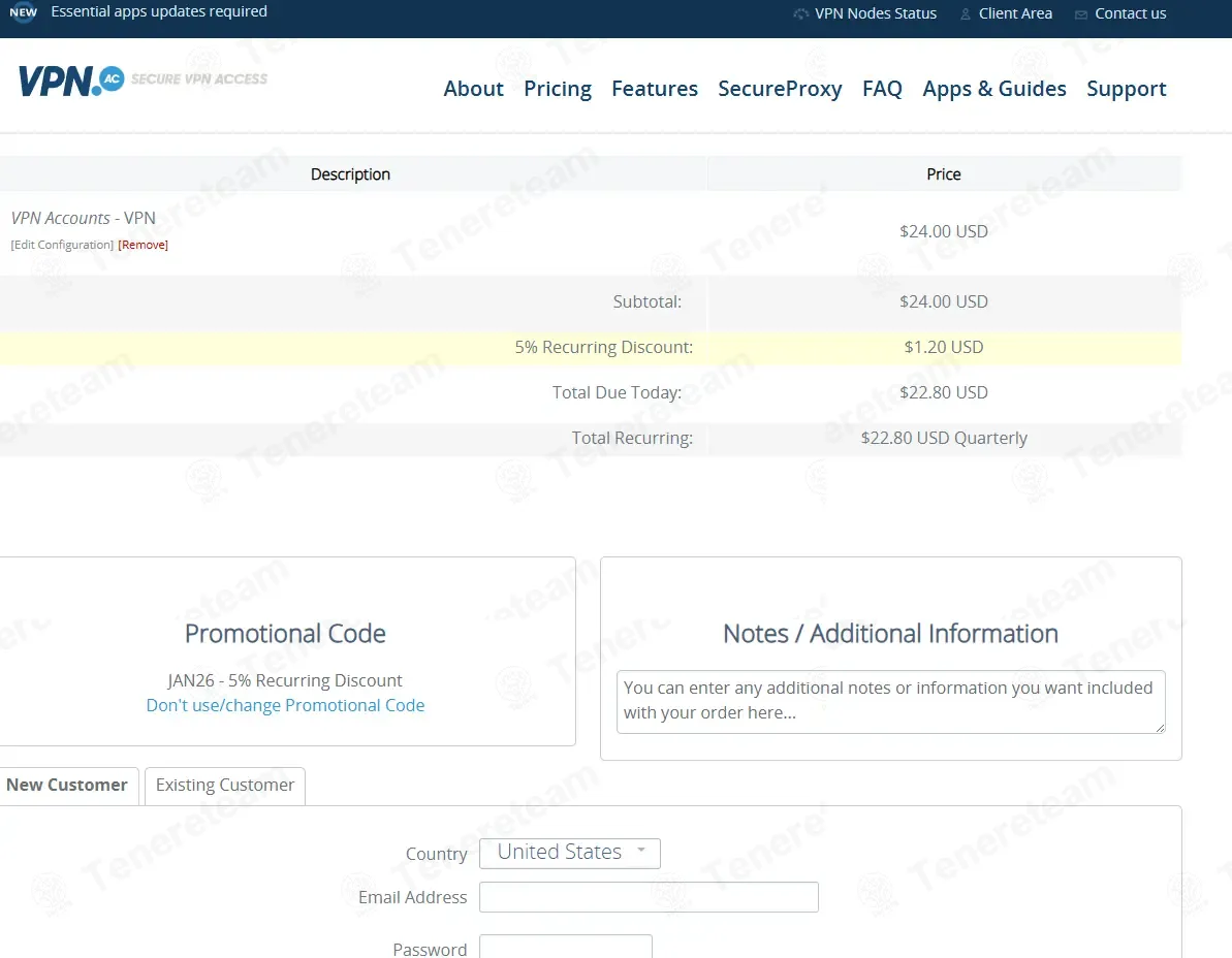 VPN.AC coupon code: 5% off with JAN26. Tested and valid as 2 weeks ago.