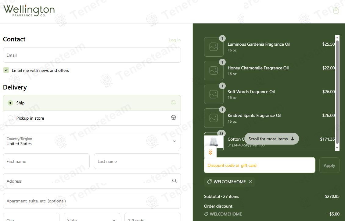Wellington Fragrance apply coupon code