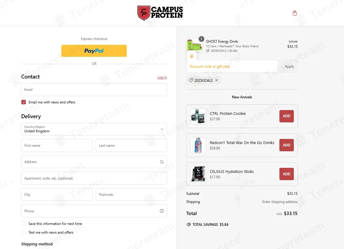Campus Protein coupon code: 15% off with 2025GOALS. Tested and valid as 7 months ago.