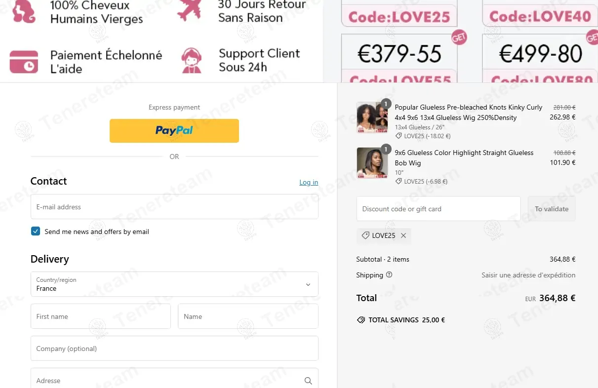 Shine Hair FR coupon code: €25 off with LOVE25. Tested and valid as 1 year ago.