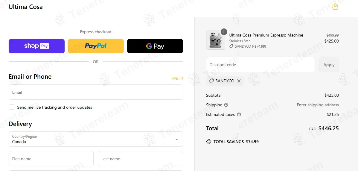 Ultima Cosa coupon code: 15% off with SANDYCO. Tested and valid as 9 months ago.