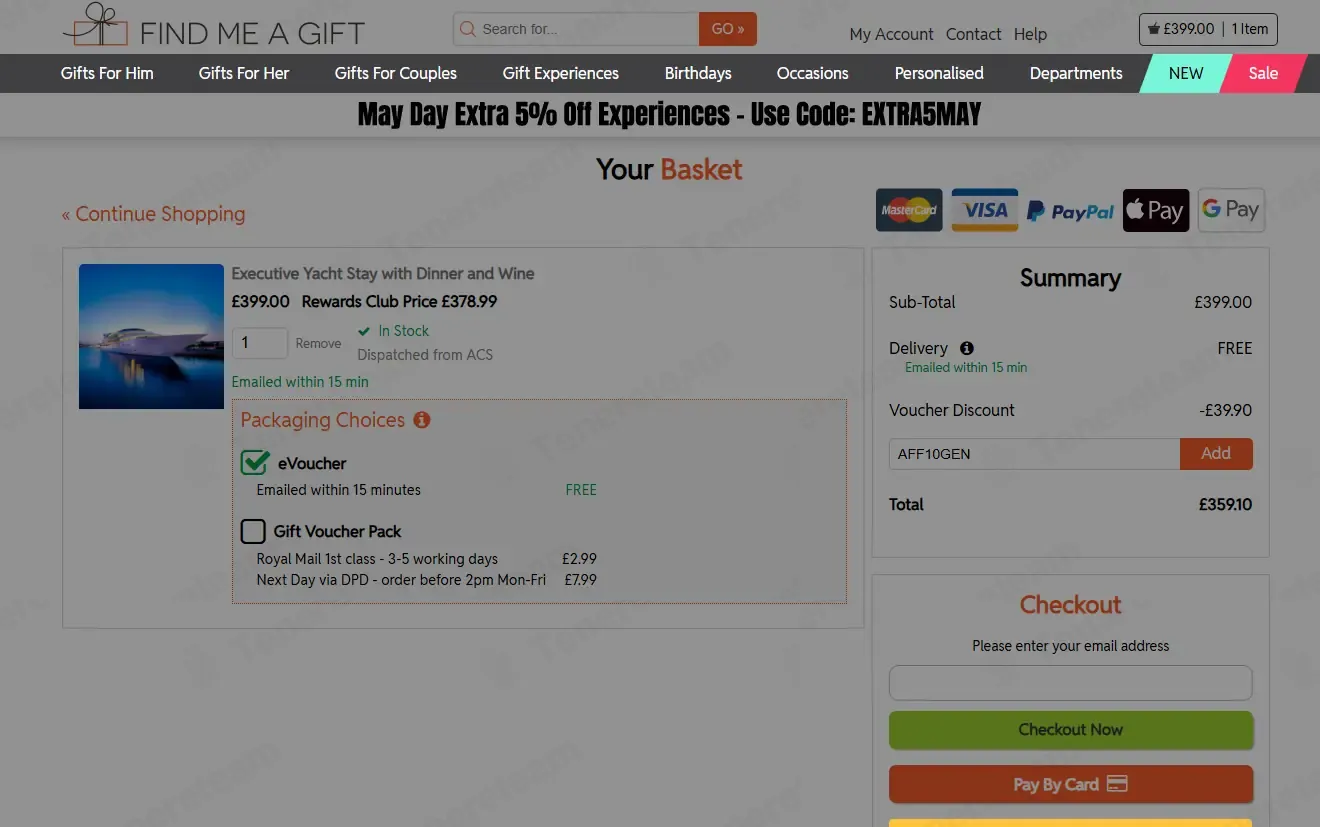 Find Me a Gift coupon code: 10% off with AFF10GEN. Tested and valid as 2 months ago.