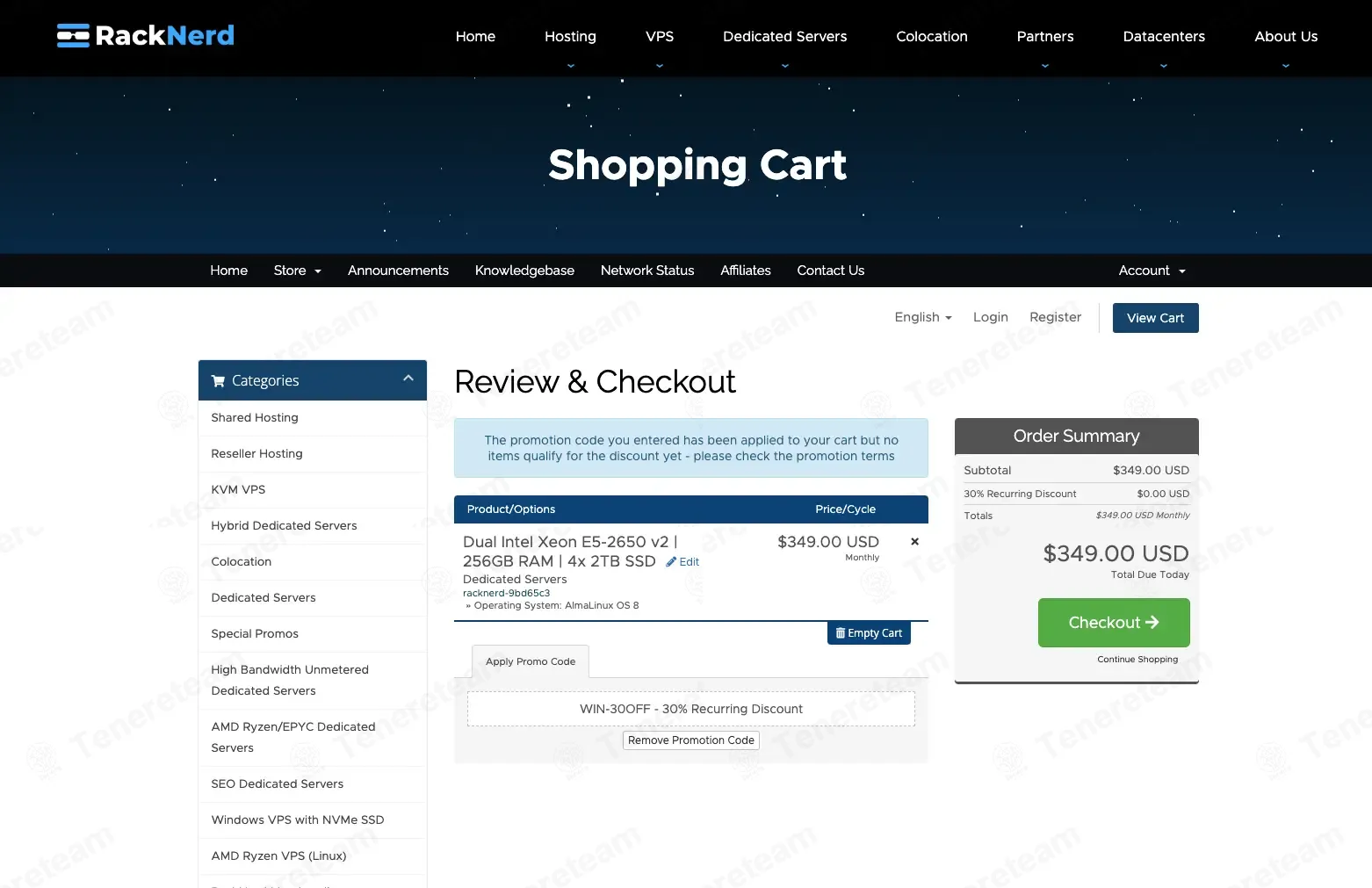RackNerd coupon code: 30% off with WIN-30OFF. Tested and valid as 1 month ago.