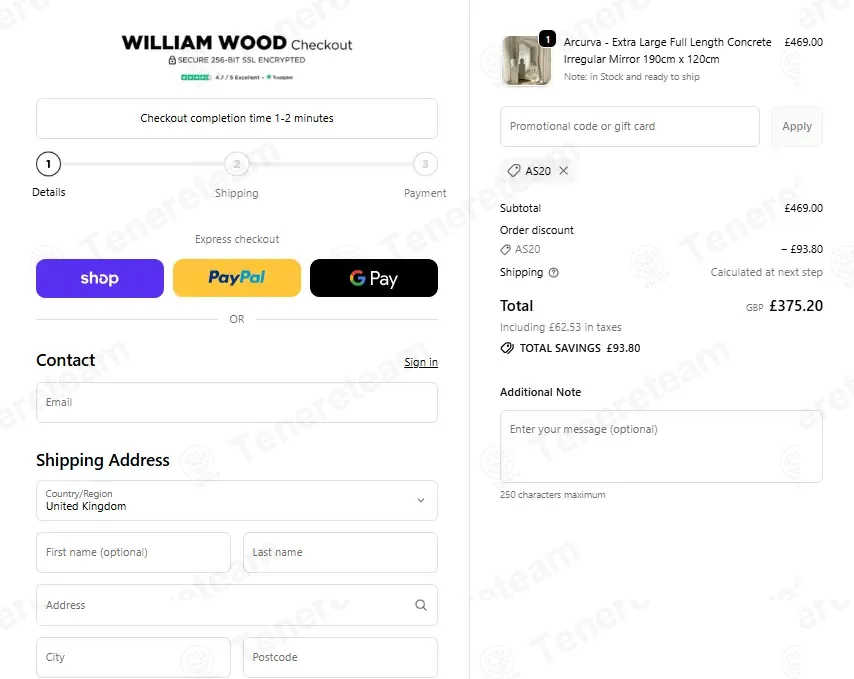 William Wood Mirrors coupon code: 20% off with AS20. Tested and valid as 7 months ago.