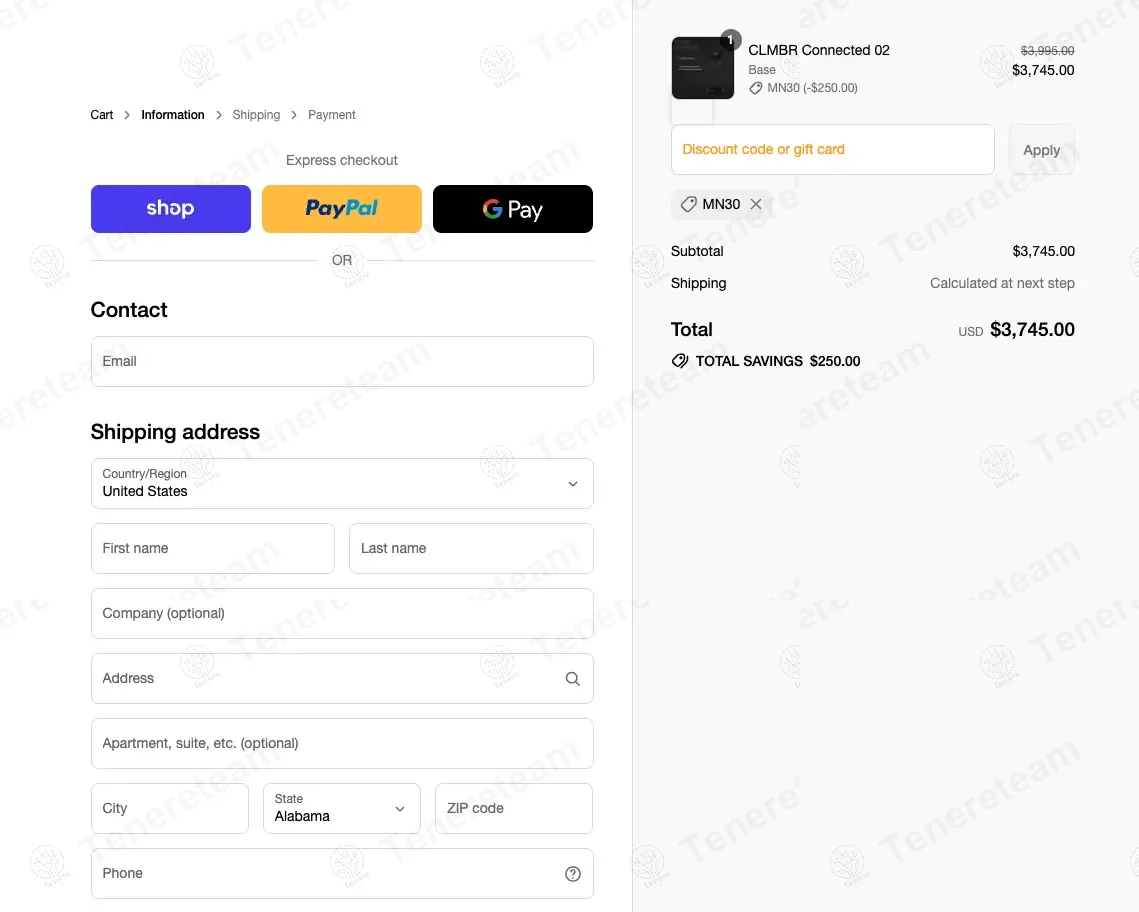 Clmbr Shop coupon code: $250 off with MN30. Tested and valid as 11 months ago.