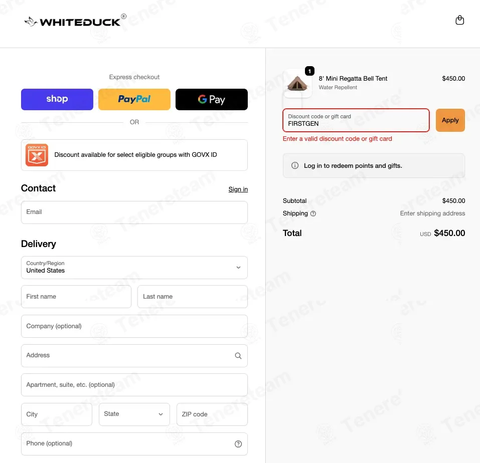 White Duck Outdoors coupon code: 10% off with FIRSTGEN. Tested and valid as 4 months ago.