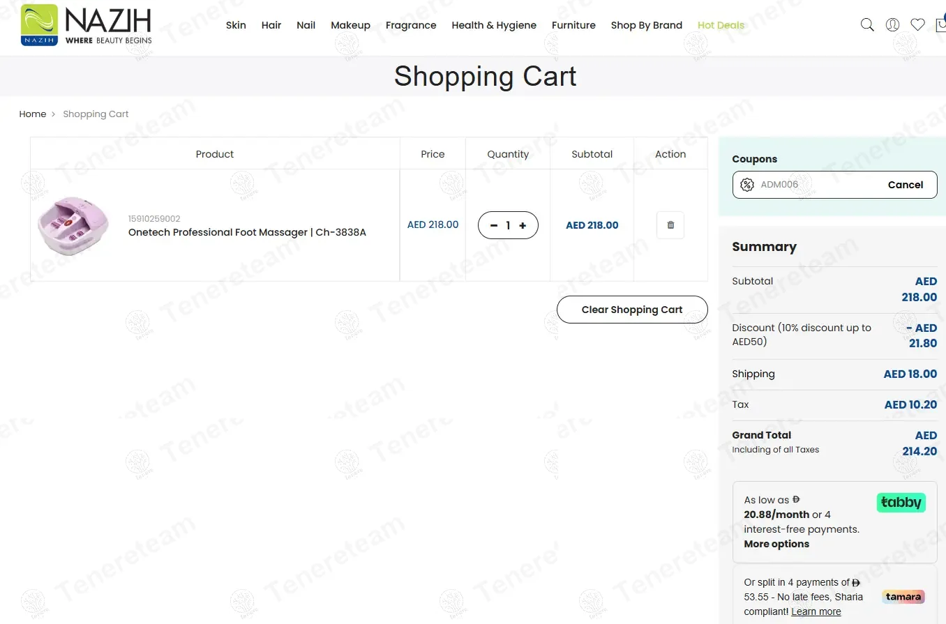 Nazih UAE apply coupon code