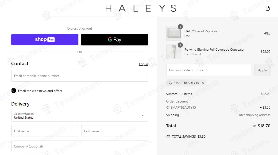 Haleys Beauty coupon code: 15% off with SMARTBEAUTY15. Tested and valid as 1 year ago.