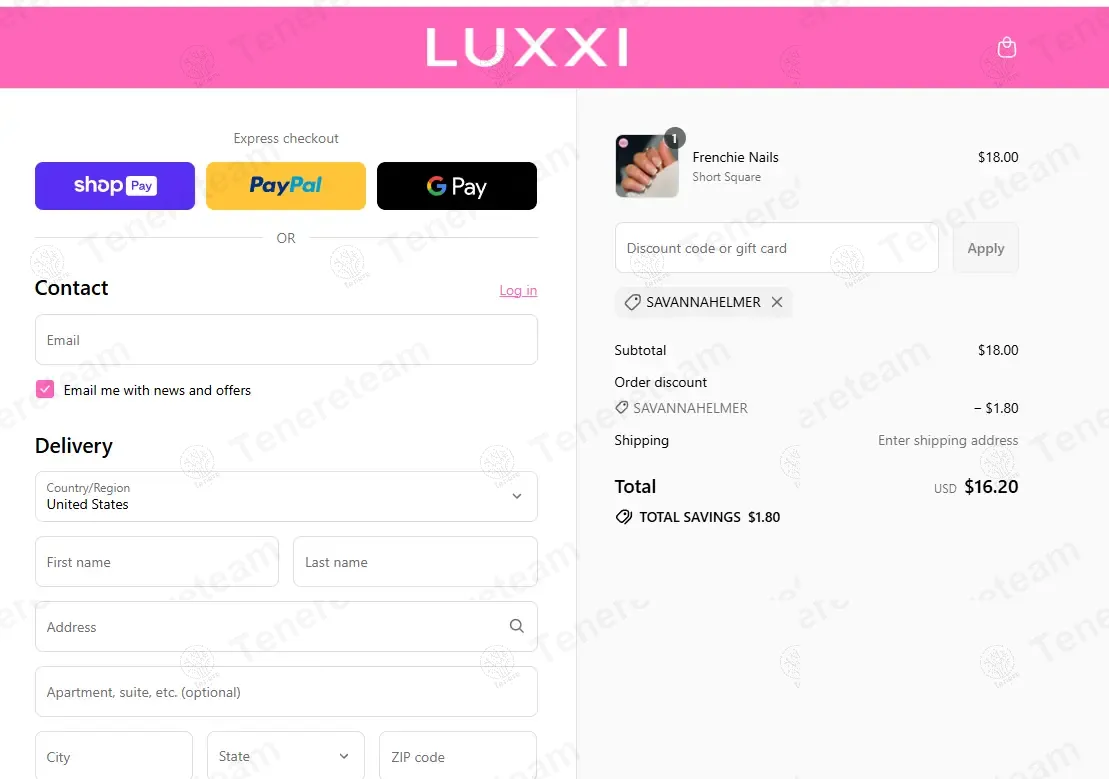 Luxxi Nails coupon code: 10% off with SAVANNAHELMER. Tested and valid as 9 months ago.