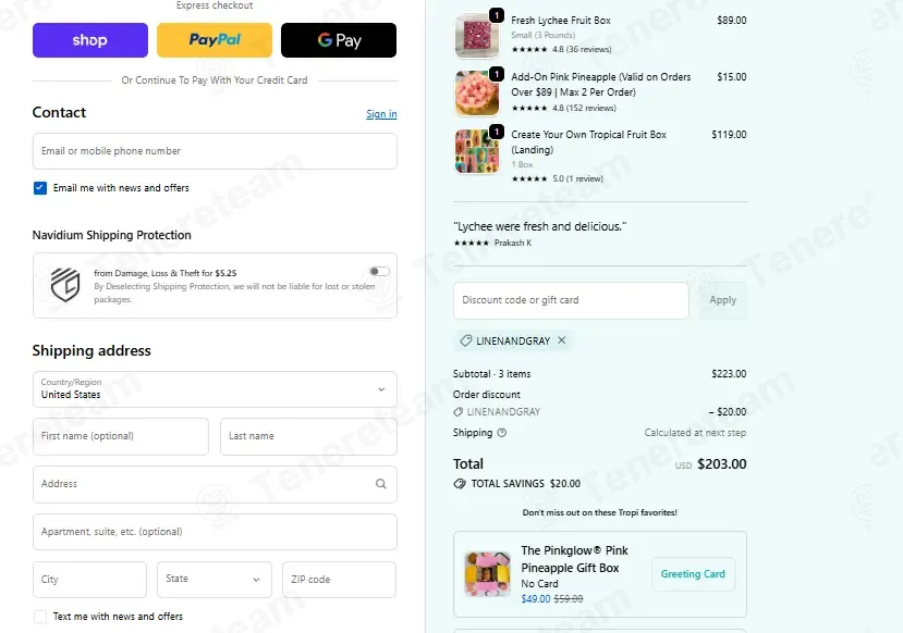 Tropical Fruit Box coupon code: $20 off with LINENANDGRAY. Tested and valid as 6 days ago.