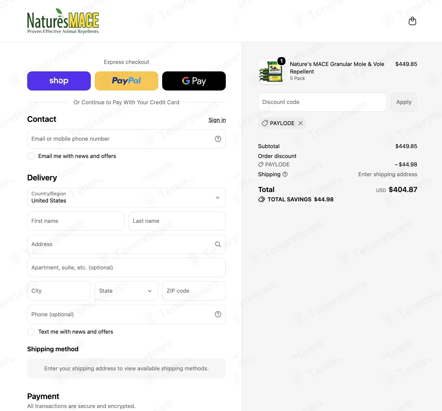 Nature's Mace coupon code: 10% off with PAYLODE. Tested and valid as 4 days ago.