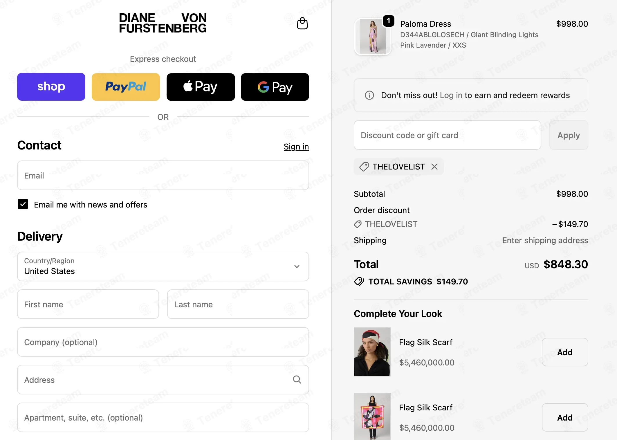 Diane Von Furstenberg UK coupon code: 15% off with THELOVELIST. Tested and valid as 5 days ago.
