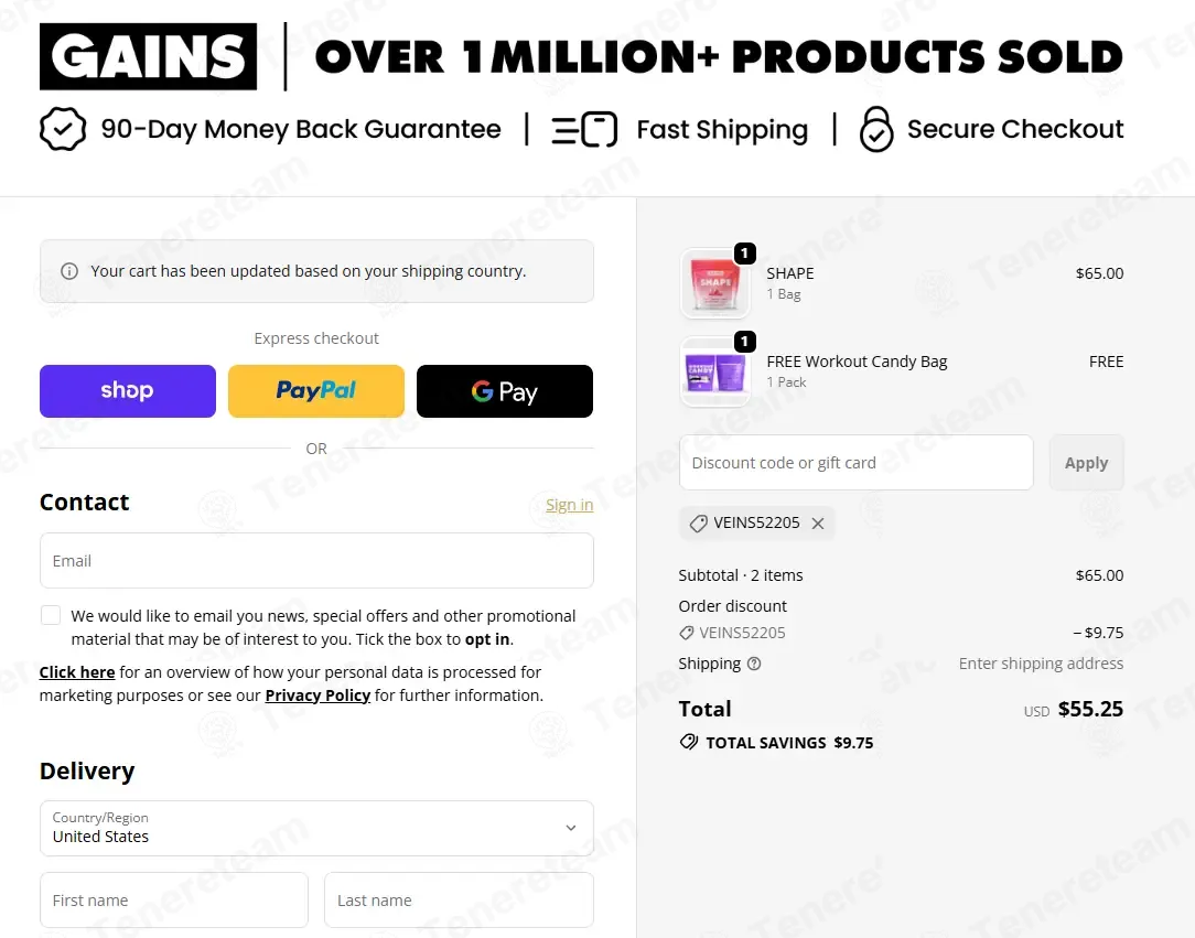 Gains In Bulk coupon code: 15% off with VEINS52205. Tested and valid as 9 months ago.