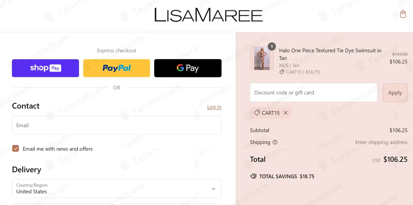 Lisa Maree coupon code: 15% off with CART15. Tested and valid as 11 months ago.