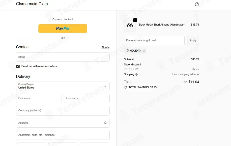 Glamermaid coupon code: 20% off with HOLIDAY. Tested and valid as 2 months ago.
