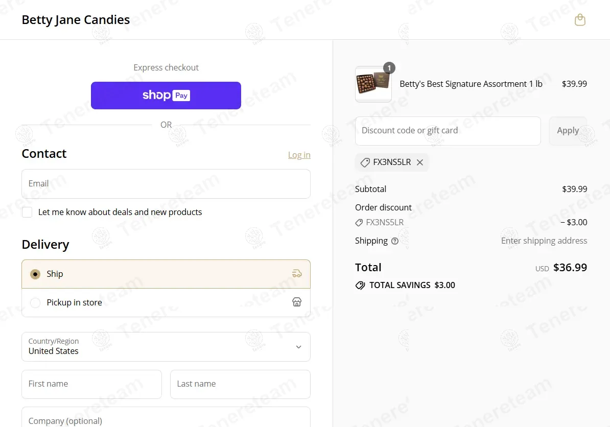 Betty Jane Candies coupon code: $3 off with FX3NS5LR. Tested and valid as 8 months ago.
