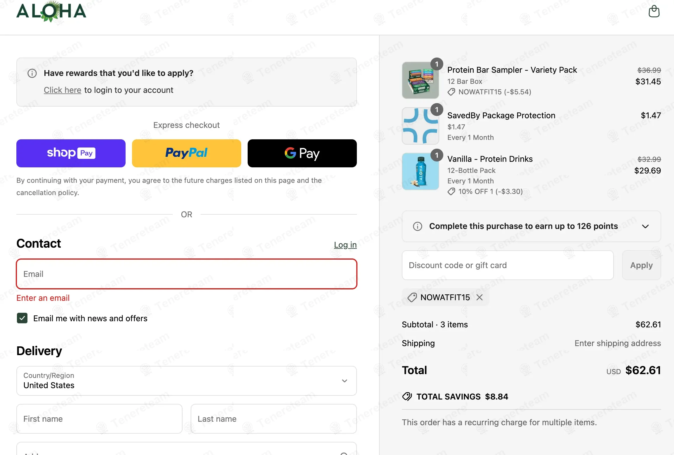 Aloha.com coupon code: 15% off with NOWATFIT15. Tested and valid as 1 year ago.