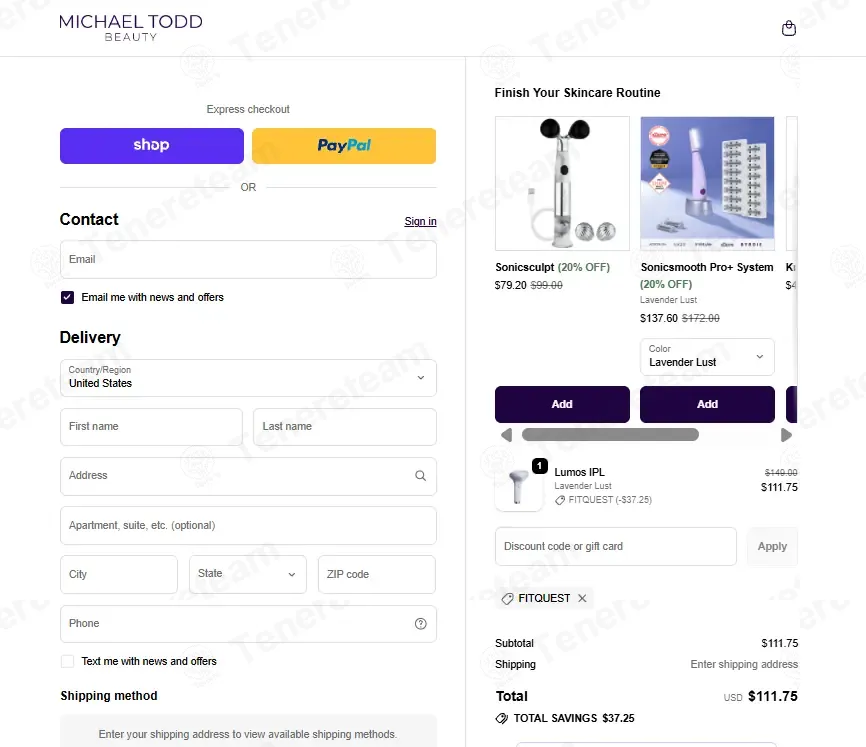 Michael Todd Beauty coupon code: 25% off with FITQUEST. Tested and valid as 6 days ago.