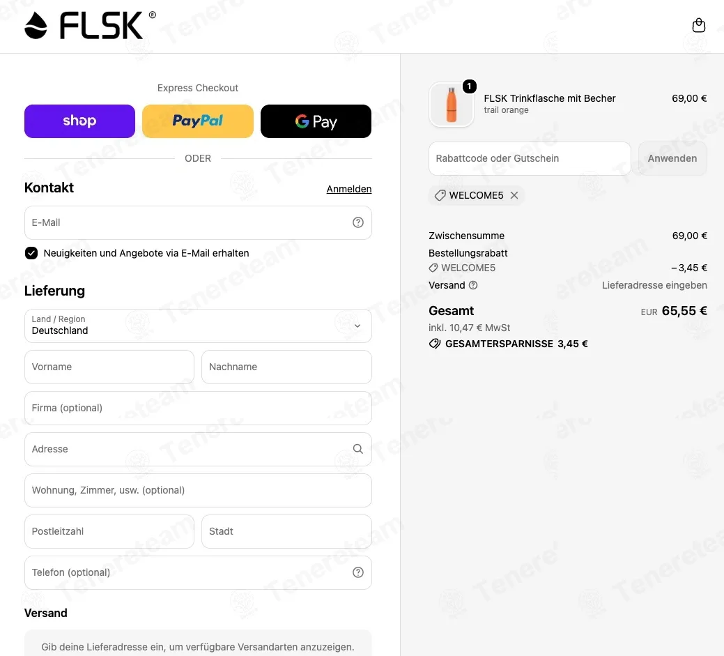 FLSK coupon code: 5% off with WELCOME5. Tested and valid as 1 month ago.