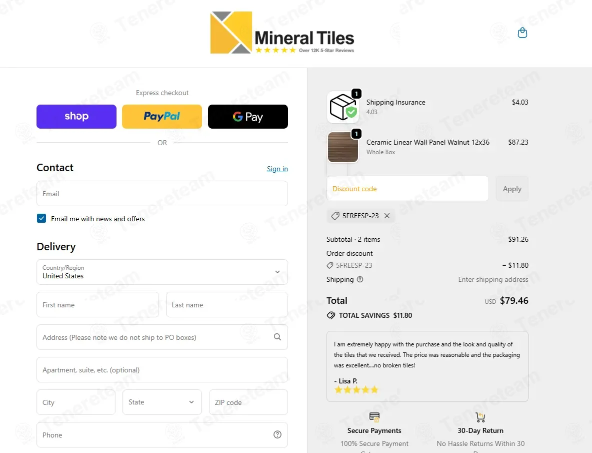 Mineral Tiles coupon code: 10% off with 5FREESP-23. Tested and valid as 4 months ago.