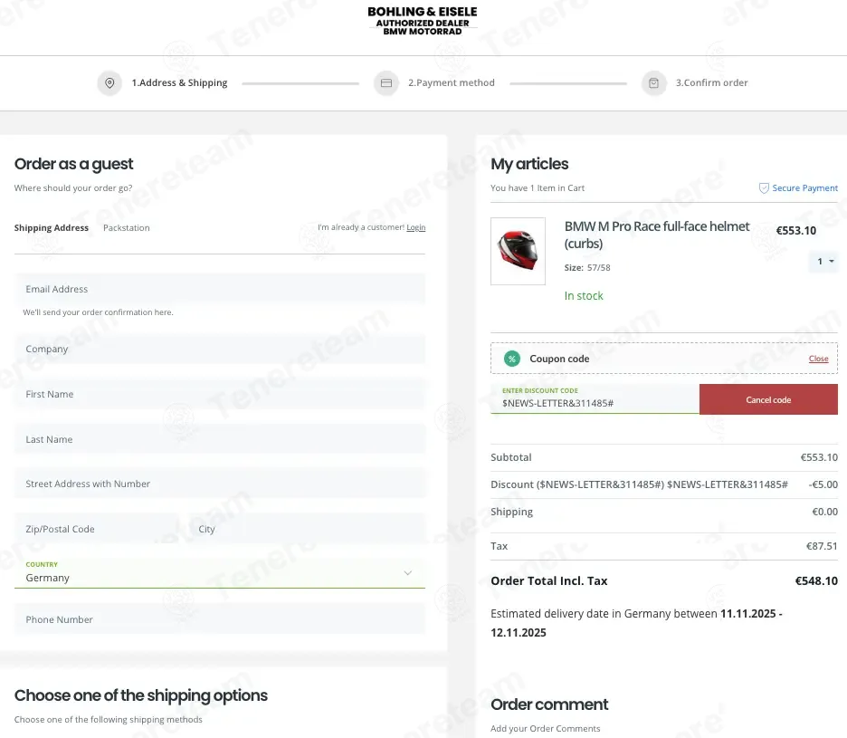 Bmw Motorrad Bohling apply coupon code