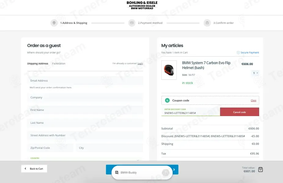 Bmw Motorrad Bohling coupon code: €5 off with $NEWS-LETTER&311485#. Tested and valid as 1 week ago.