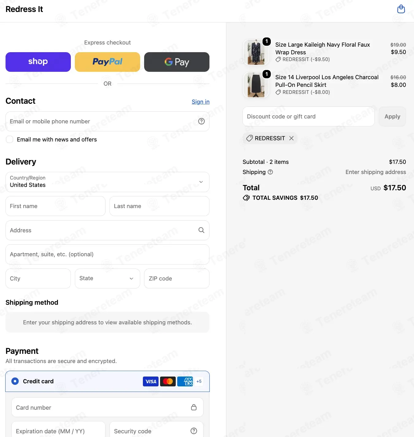 Shop Redress It coupon code successfully applied at checkout