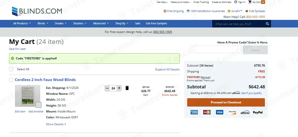 Blinds.com coupon code: 15% off with WELCOME. Tested and valid as 1 month ago.