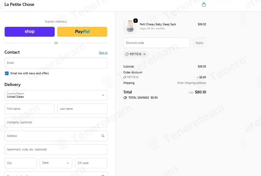 La Petite Chose coupon code: 10% off with PETITE10. Tested and valid as 1 month ago.