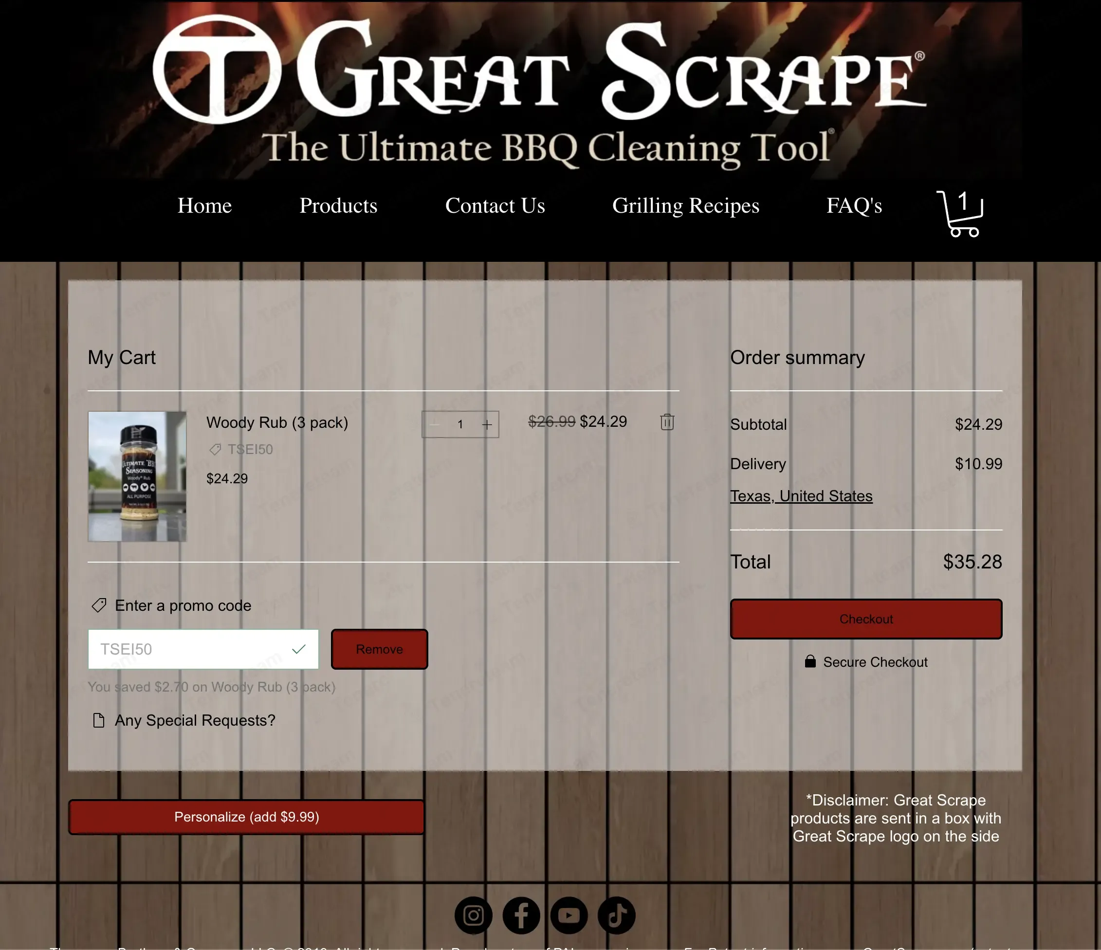 The Great Scrape coupon code: 10% off with TSEI50. Tested and valid as 1 month ago.