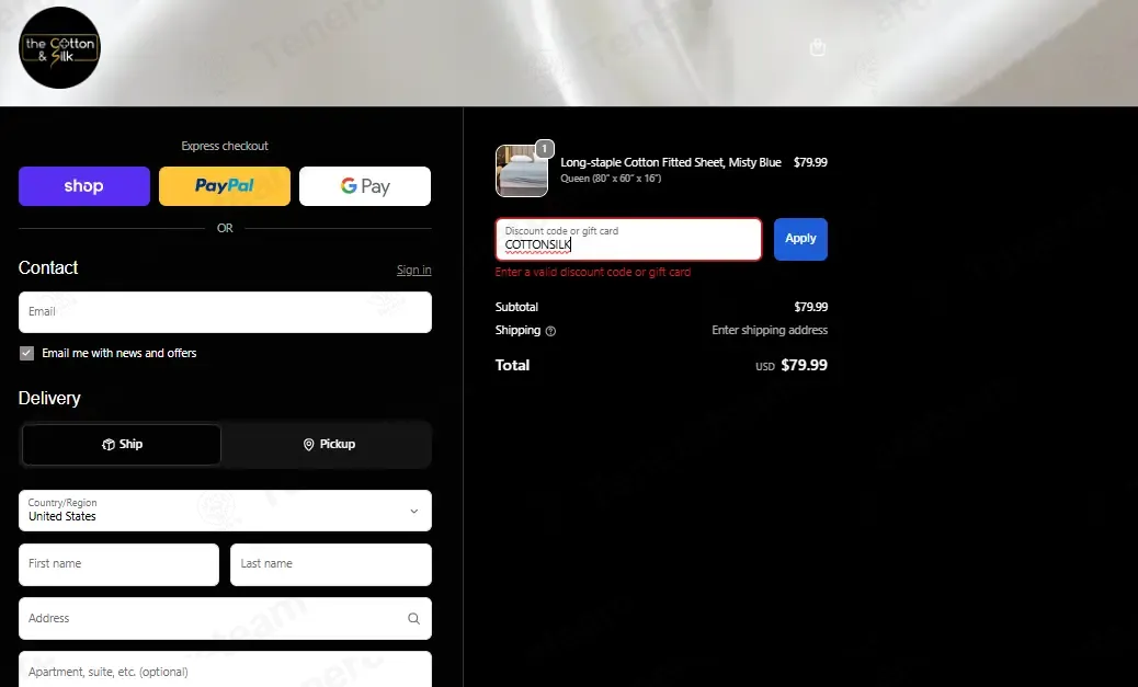 THE COTTON & SILK coupon code: 10% off with COTTONSILK. Tested and valid as 2 months ago.