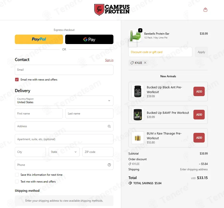 Campus Protein coupon code: 15% off with KYLEE. Tested and valid as 7 months ago.