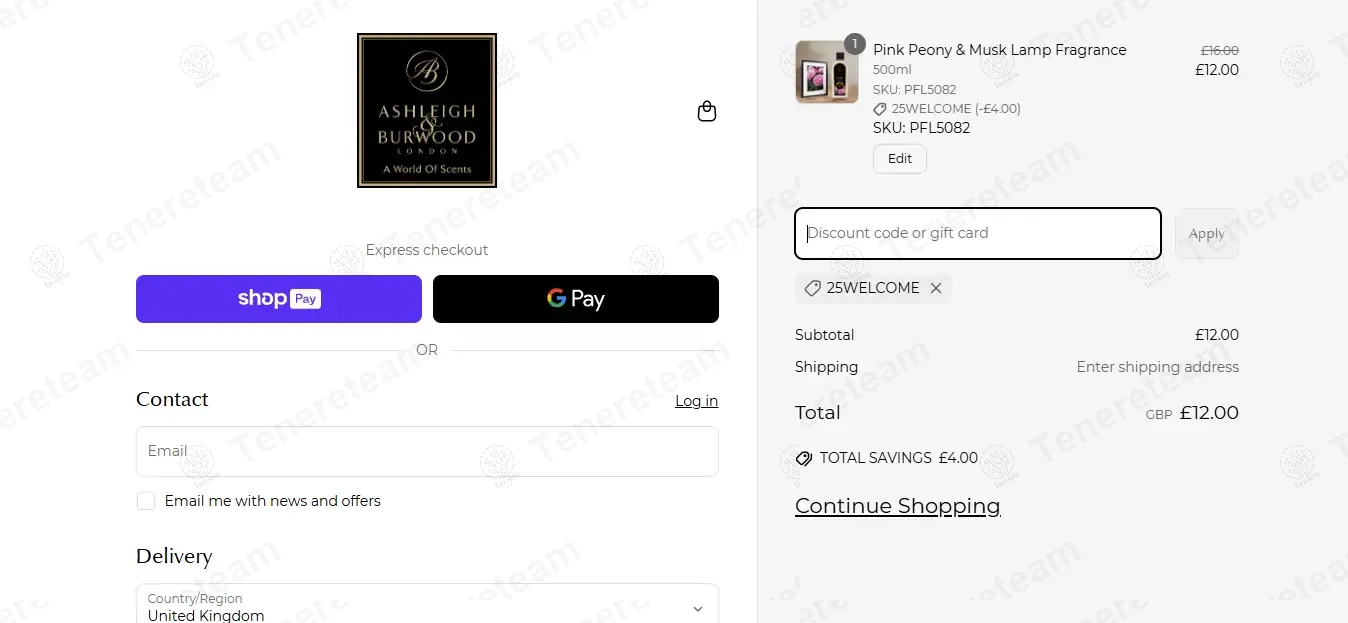 Ashleigh & Burwood coupon code: 25% off with 25WELCOME. Tested and valid as 1 year ago.