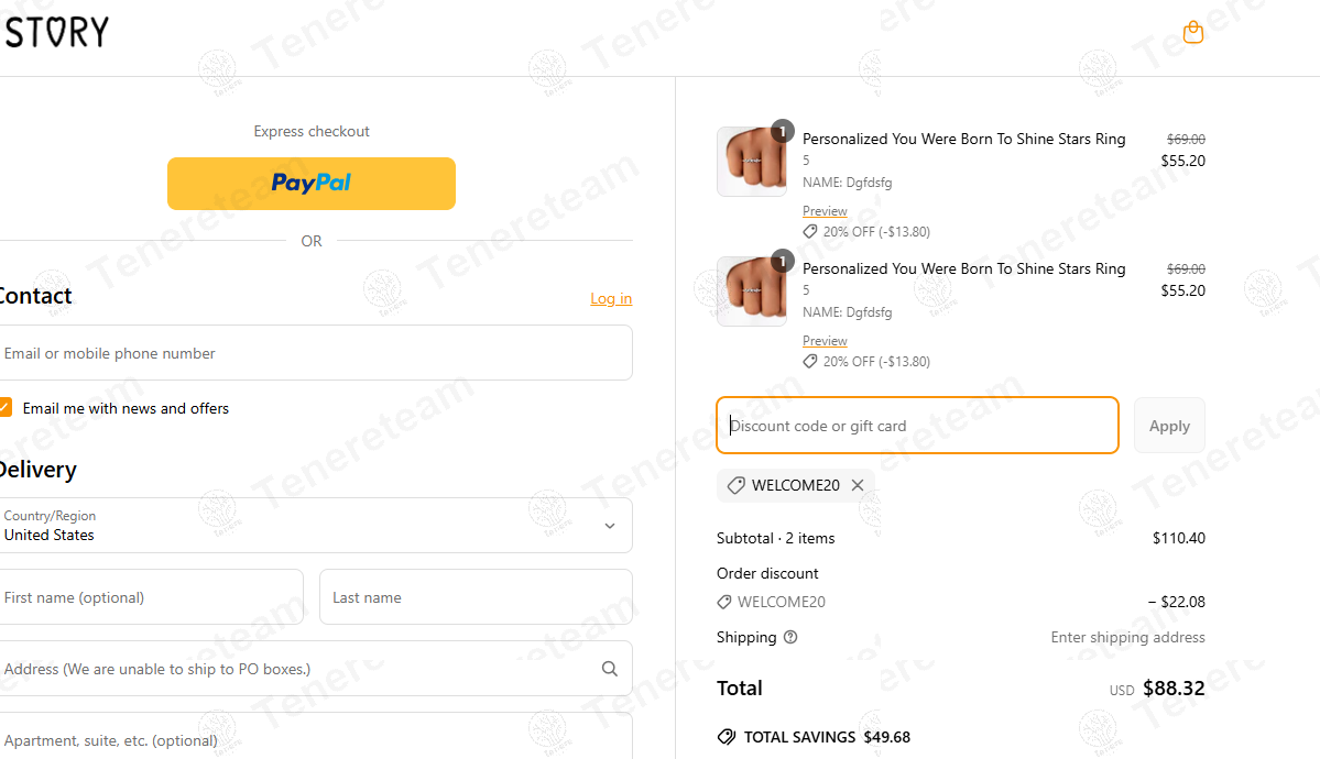 Story Jewellery coupon code: 20% off with WELCOME20. Tested and valid as 9 months ago.