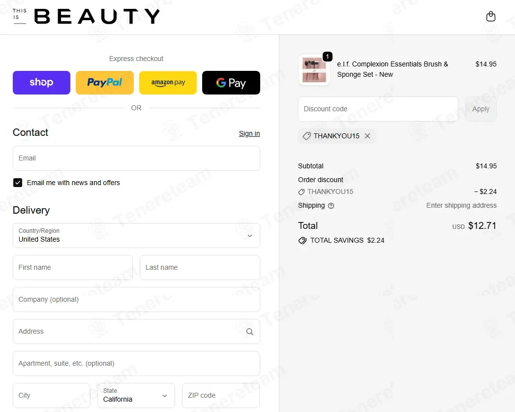 This is Beauty coupon code: 15% off with THANKYOU15. Tested and valid as 1 month ago.