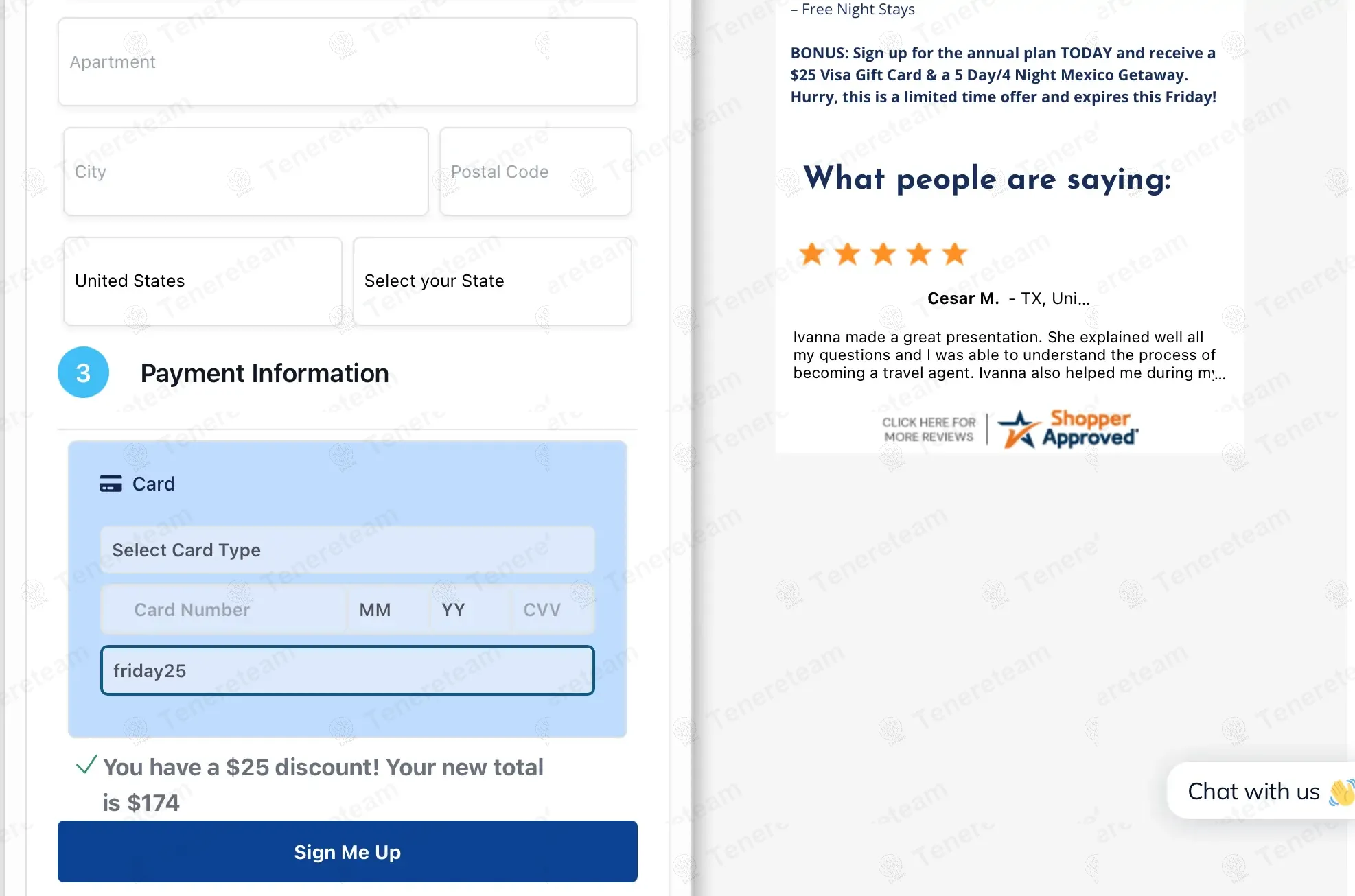 Global Travel coupon code: $25 off with friday25. Tested and valid as 7 months ago.
