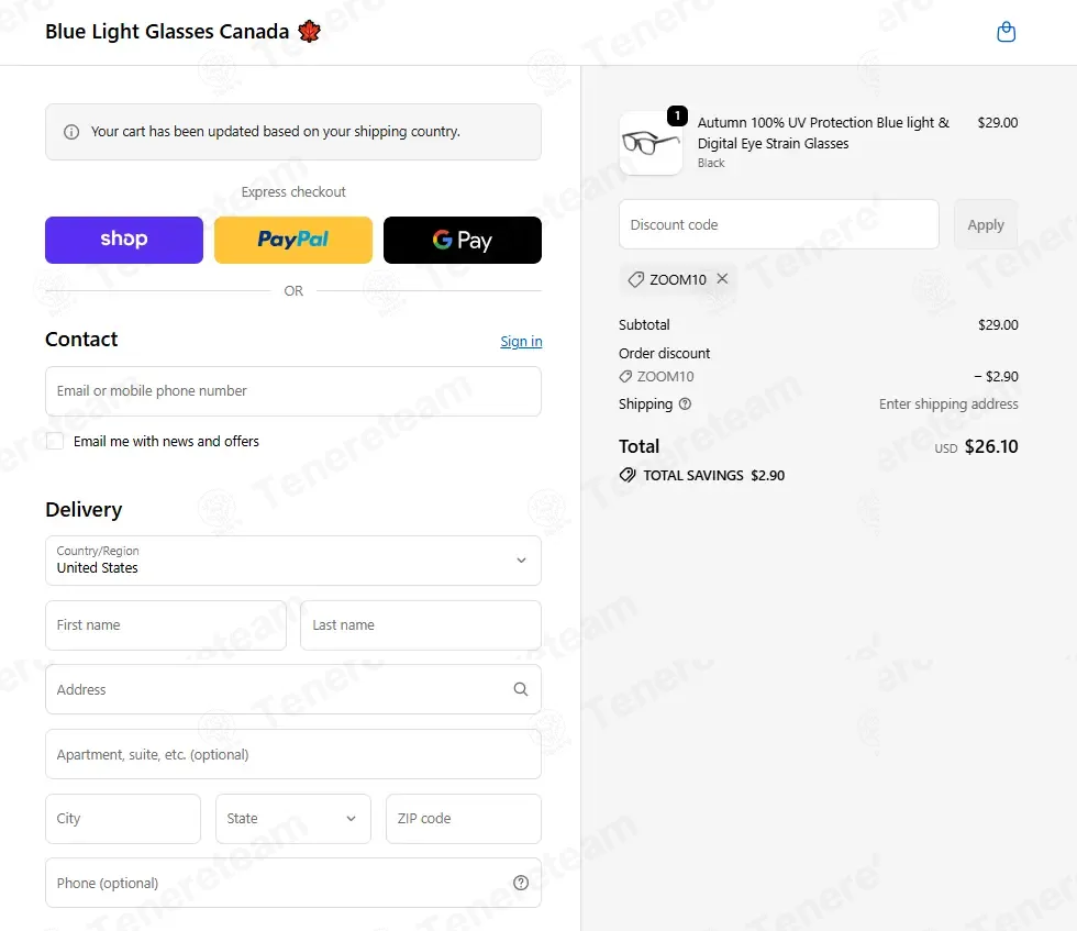 Blue Light Glasses Canada coupon code: 10% off with ZOOM10. Tested and valid as 2 days ago.
