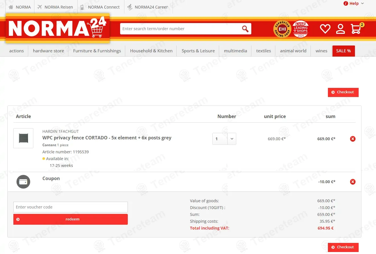Norma24 DE coupon code: €10 off with 10geschenkt. Tested and valid as 1 year ago.