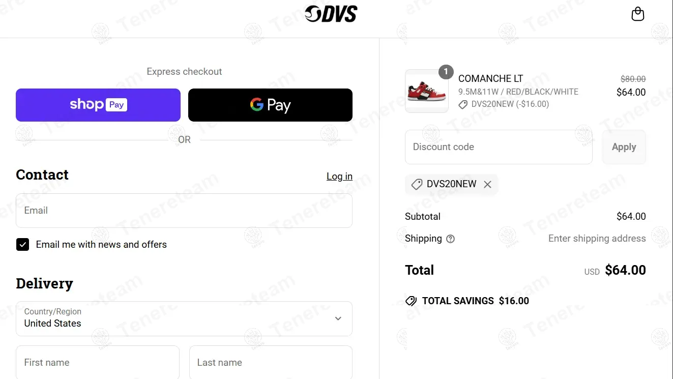 Dvs Shoes apply coupon code