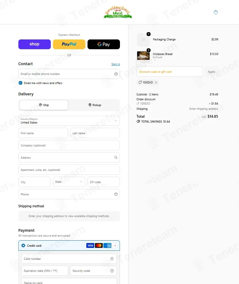 Something Sweet Without Wheat coupon code: 10% off with 10XEXO. Tested and valid as 3 weeks ago.