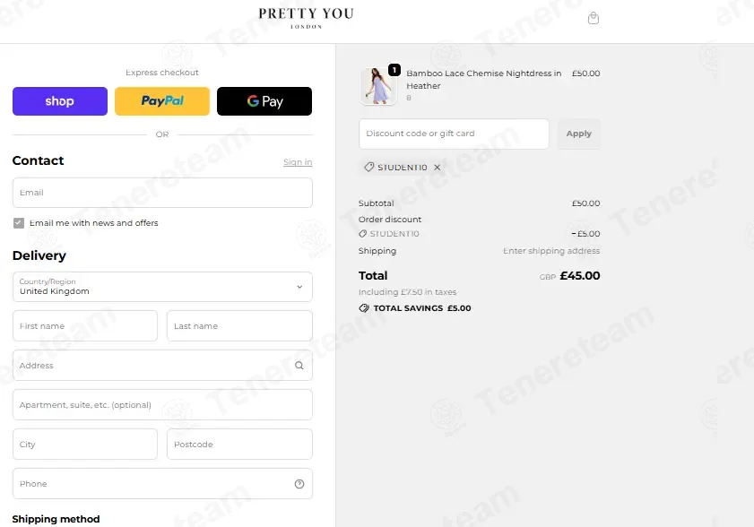 Pretty You London UK coupon code: 10% off with STUDENT10. Tested and valid as 5 days ago.