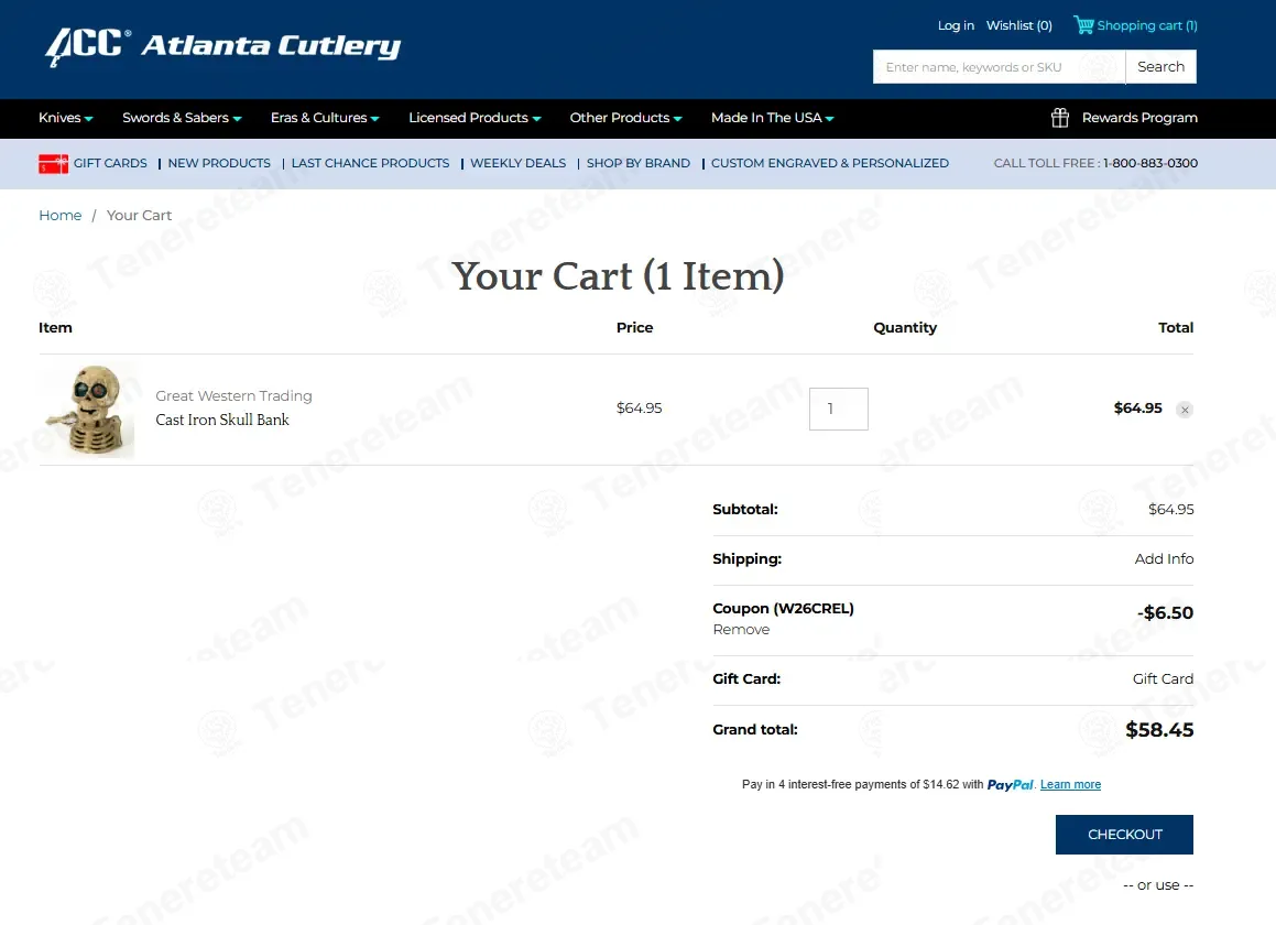 Atlanta Cutlery coupon code: 10% off with W26CREL. Tested and valid as 1 day ago.