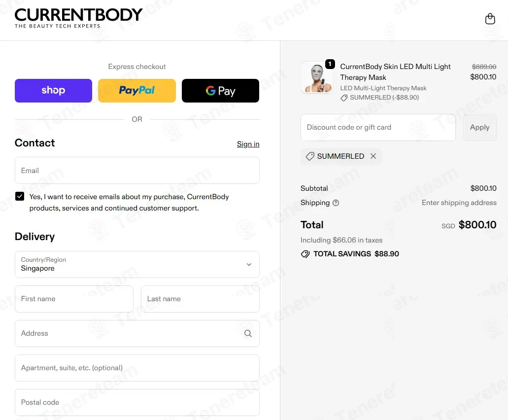 CurrentBody SG coupon code: 10% off with SUMMERLED. Tested and valid as 2 weeks ago.