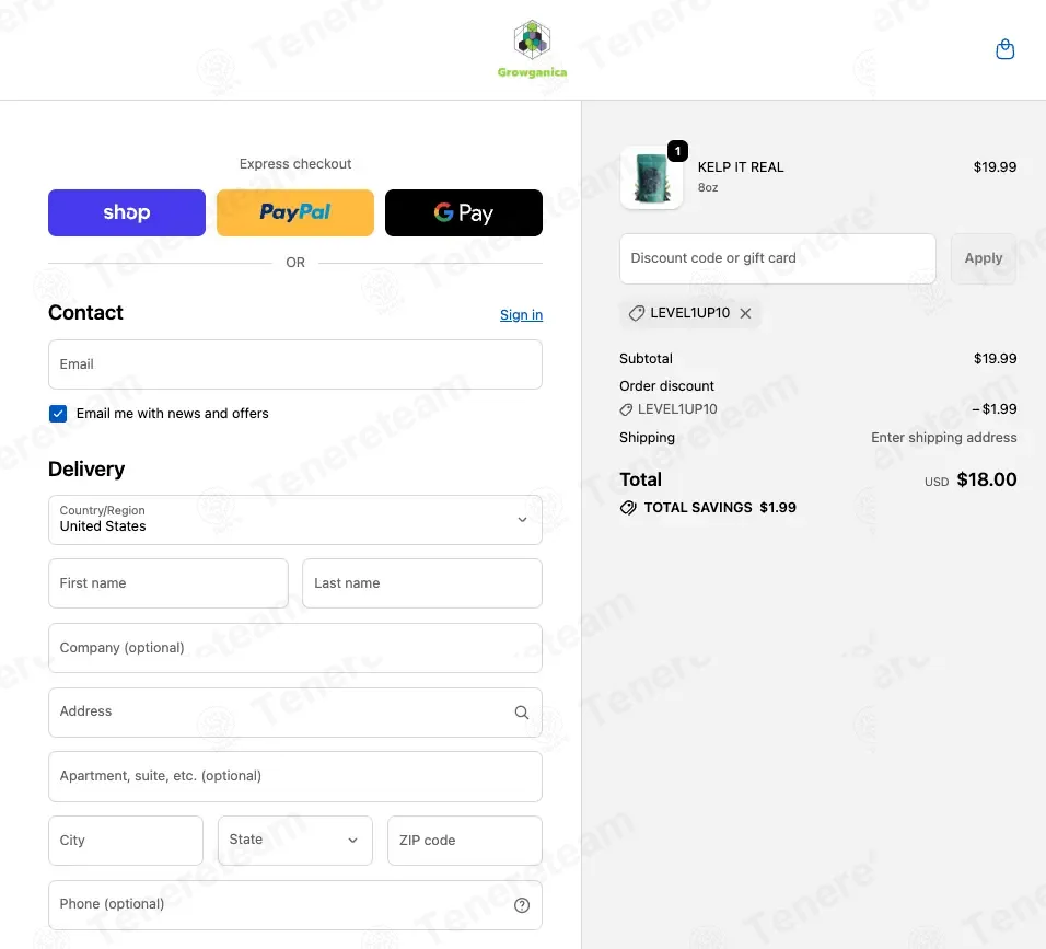 Growganica coupon code: 10% off with LEVEL1UP10. Tested and valid as 3 weeks ago.