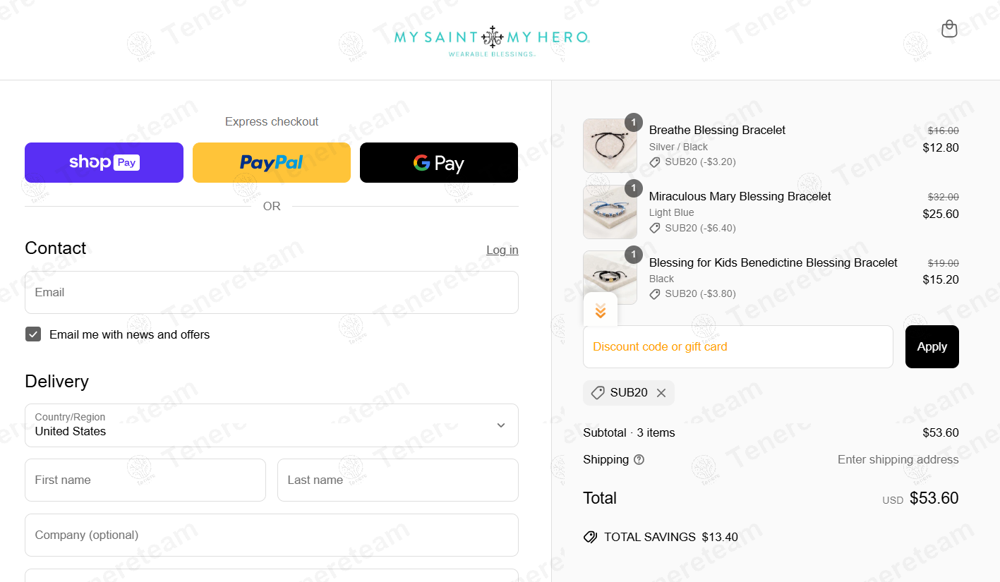 My Saint My Hero coupon code: 20% off with SUB20. Tested and valid as 7 months ago.