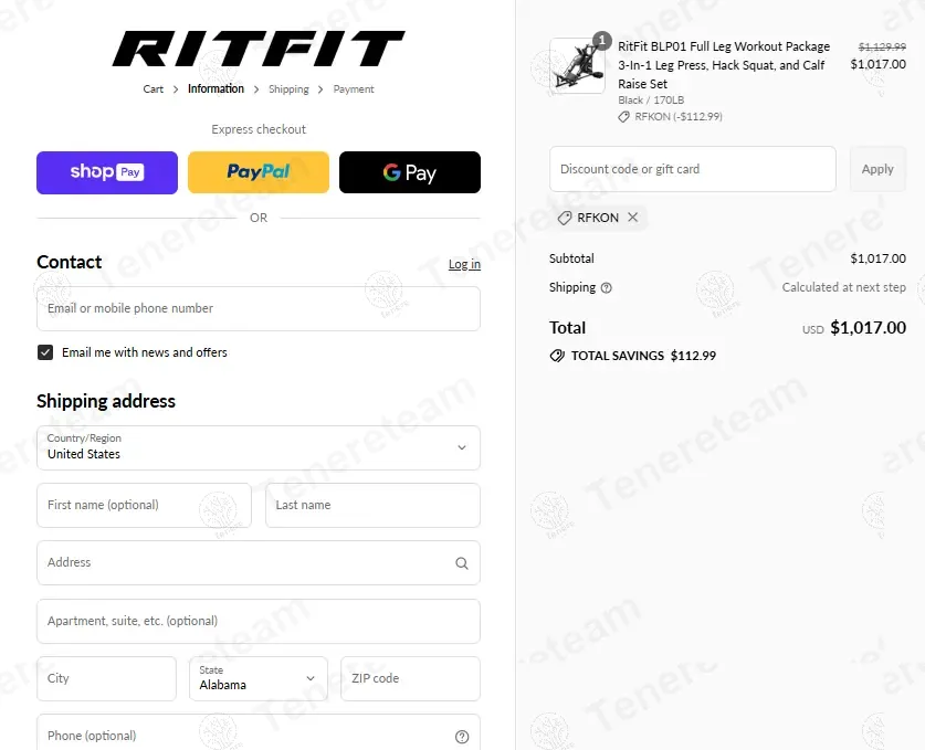 RITFIT coupon code: 10% off with RFKON. Tested and valid as 10 months ago.